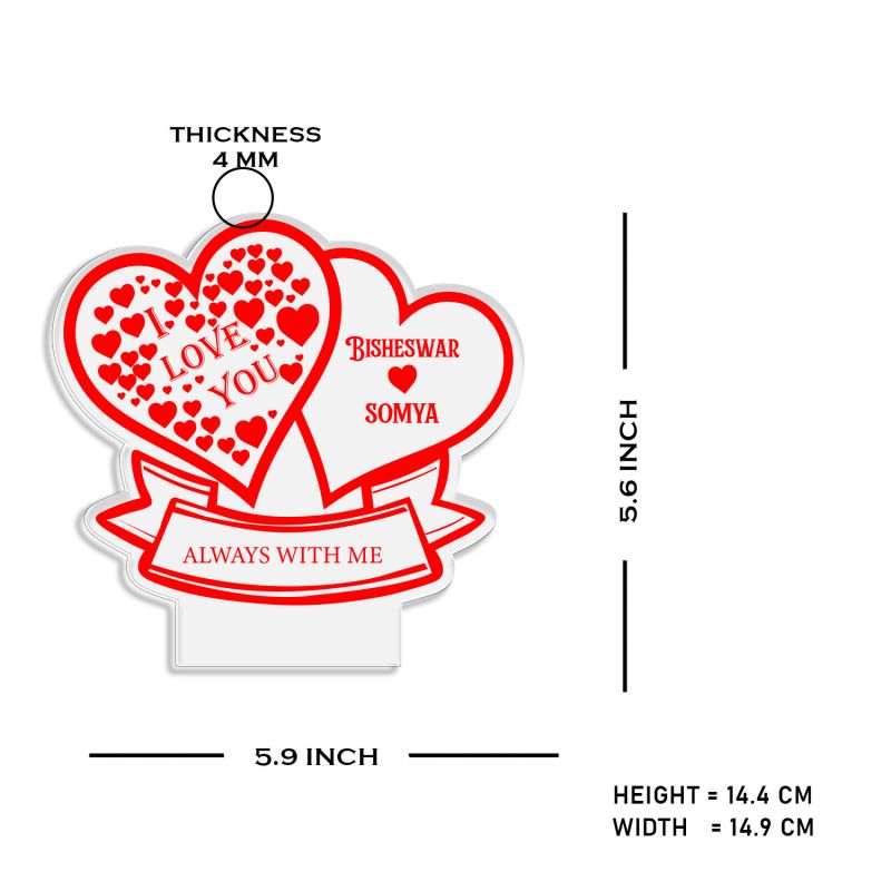 Personalized Couple Name I Love You heart Design Night Lamp with Multicolored Light Customized with Name Gift for Loveable Person